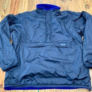 Patagonia Black Jacket with Blue and Purple Logo